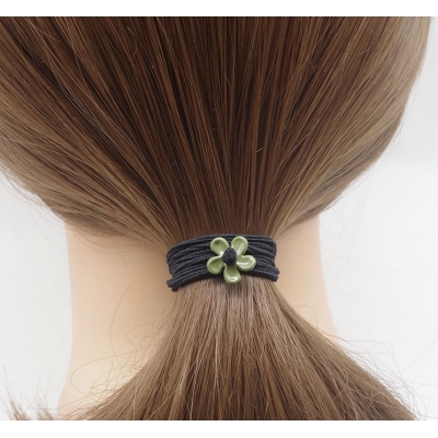 Korean style nylon material with alloy flower cute hair ties